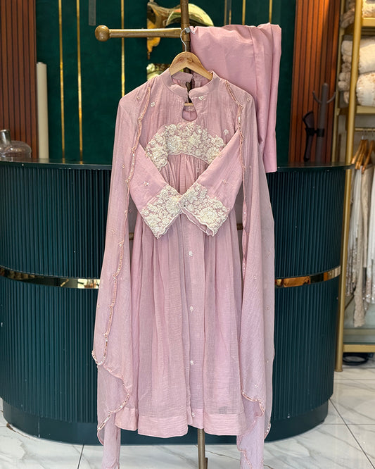 Chanderi  pleated designer kurthi  Dupatta scalp finishing  Bottom satin