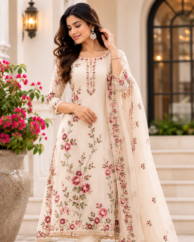 Floral Embroidered Designer Kurthi
