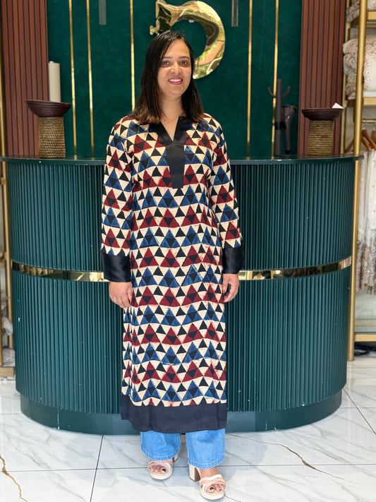 Modal Geometric Print Long Dress